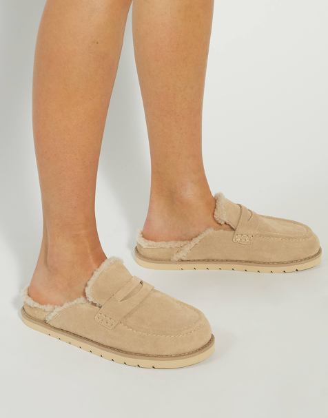 Dune London Goldys mules in beige - view 1