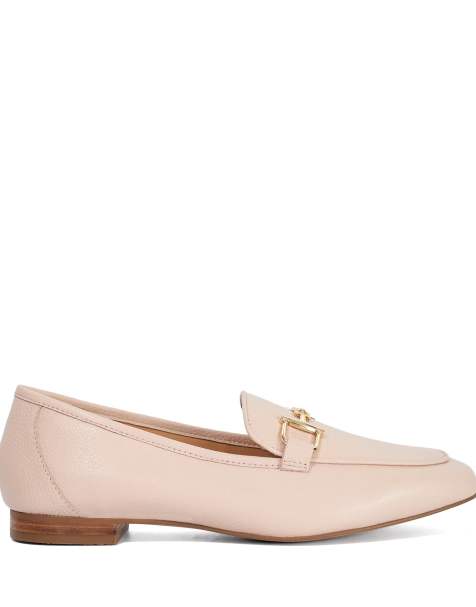Dune London Grained loafers in blush - view 1