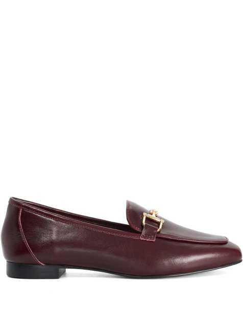 Dune London Grained loafers in burgundy - view 1