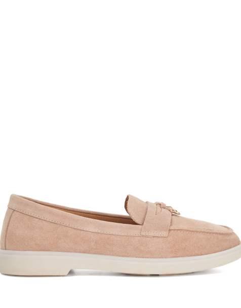 Dune London Grinning loafers in blush - view 1
