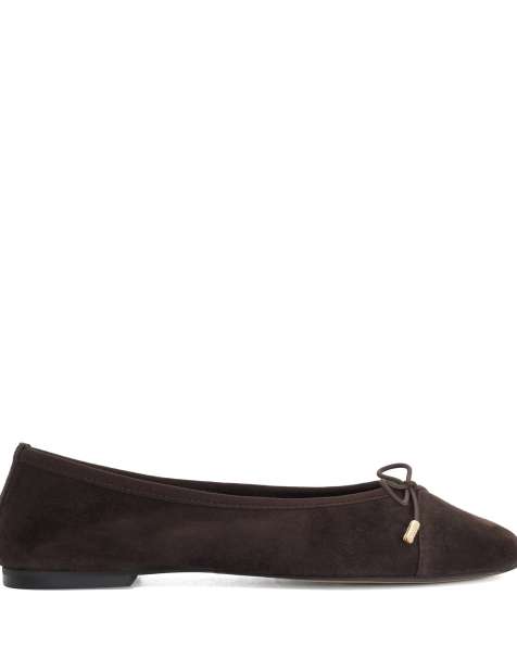 Dune London Haliah ballet pumps in brown - view 1