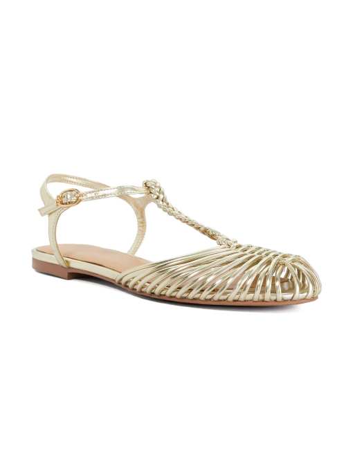 Dune London Harmoni ballet pumps in gold, 3 of 4