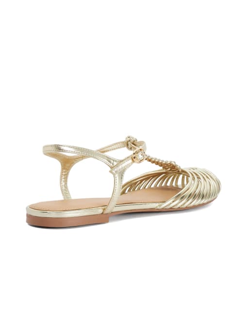 Dune London Harmoni ballet pumps in gold, 4 of 4