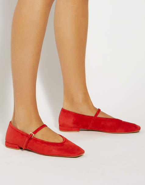 Dune London Hearthrob ballet pumps in red - view 1