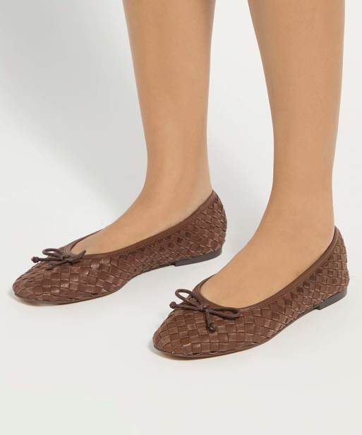 Dune London Heat ballet pumps in brown, 3 of 5