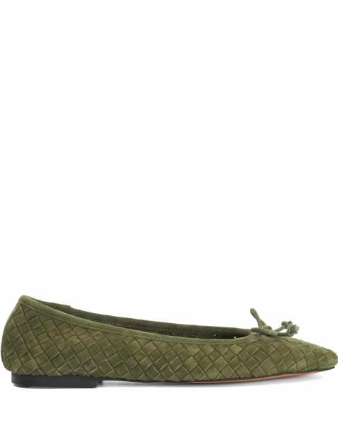 Dune London Heat ballet pumps in dark green - view 1