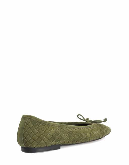 Dune London Heat ballet pumps in dark green, 2 of 4