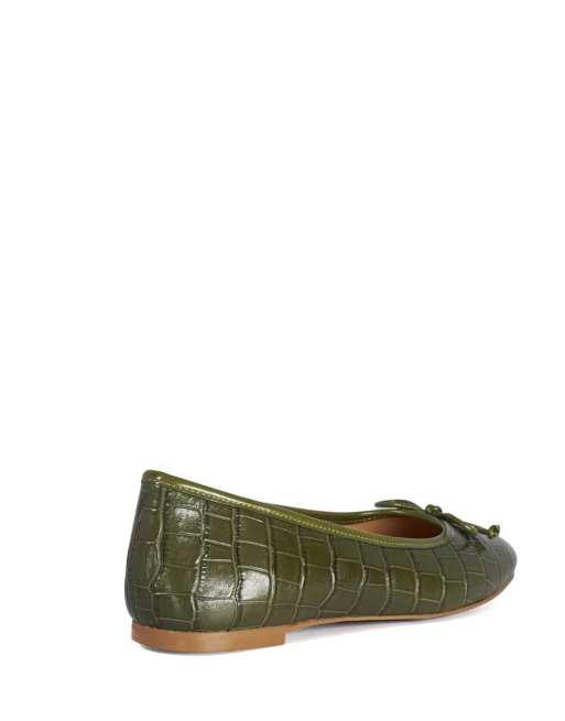 Dune London Helenne ballet pumps in green, 2 of 4