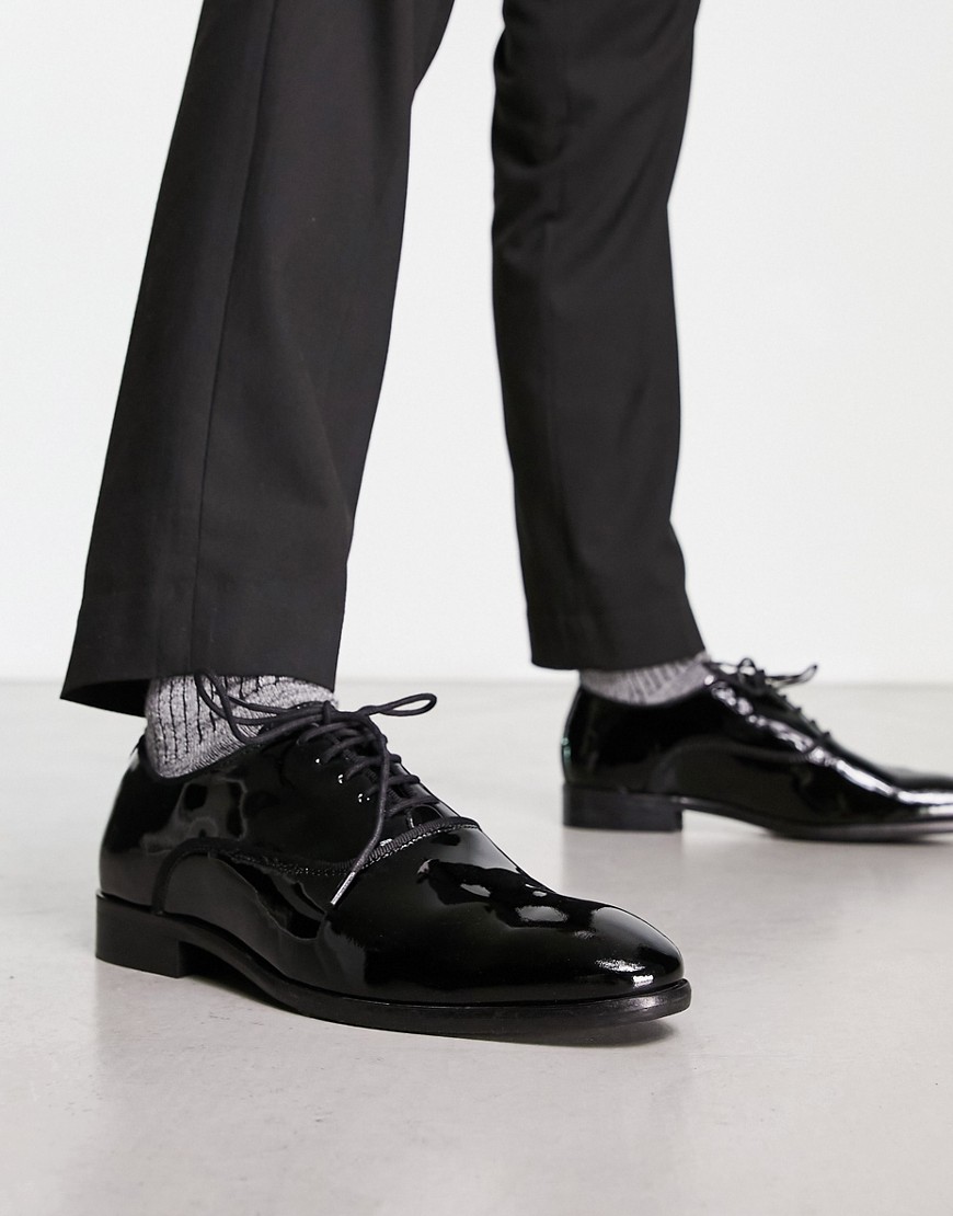 Dune London High Shine Lace Up Oxford Shoes In Black