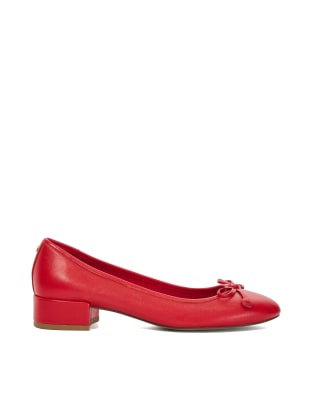 Dune London Hollies block ballet heels shoe in red