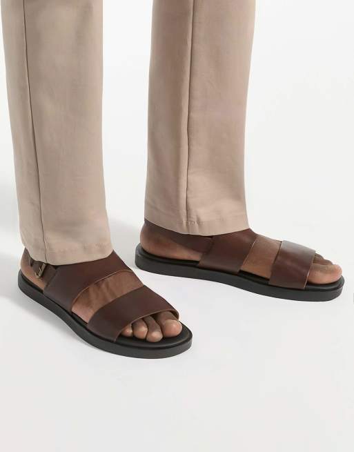 Dune London Issac smart sandals in brown, 3 of 4
