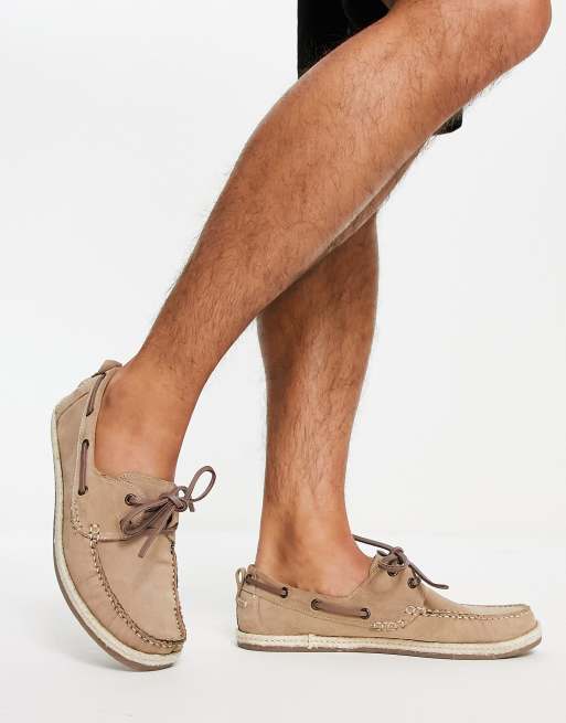 Dune boat shoes hot sale in tan leather