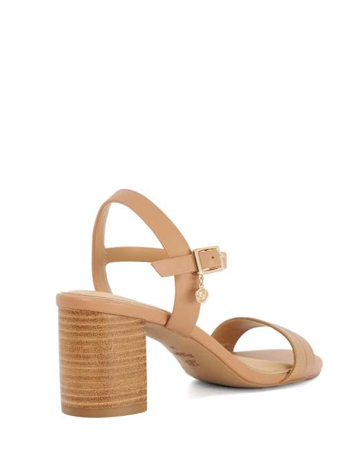 Dune London Jaycie block heeled sandals in caramel, 2 of 4