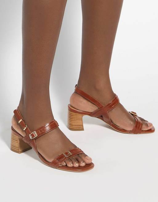 Dune London Jiving block heeled sandals in tan, 2 of 4