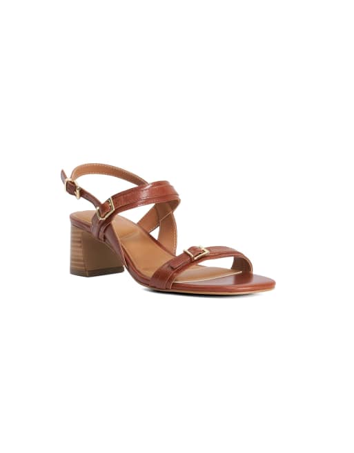 Dune London Jiving block heeled sandals in tan, 3 of 4