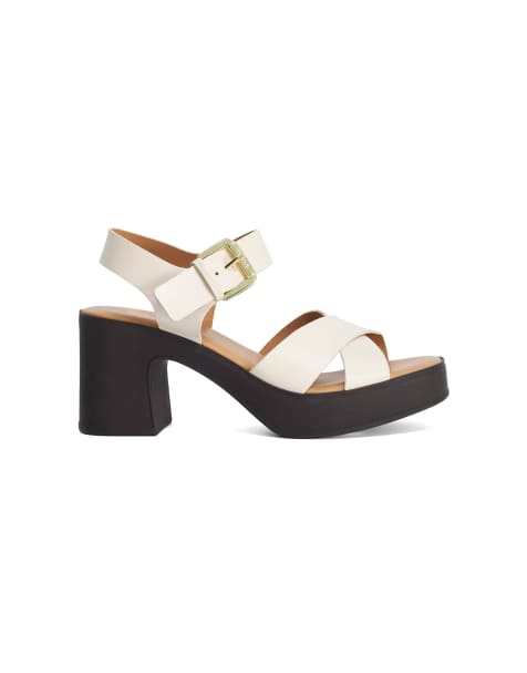 Dune London Judge block heeled sandals in blush - view 1