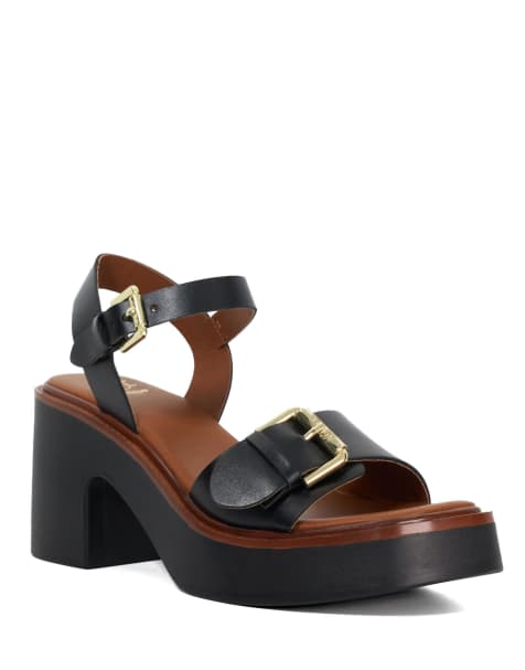 Dune London Jupiter flat sandals in black - view 1