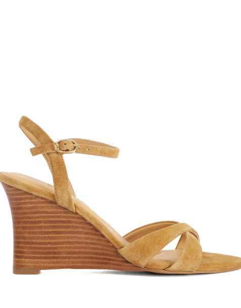 Dune London Kalans wedges in tan - view 1