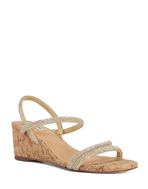 Dune London Kalia wedged sandal in gold - view 1