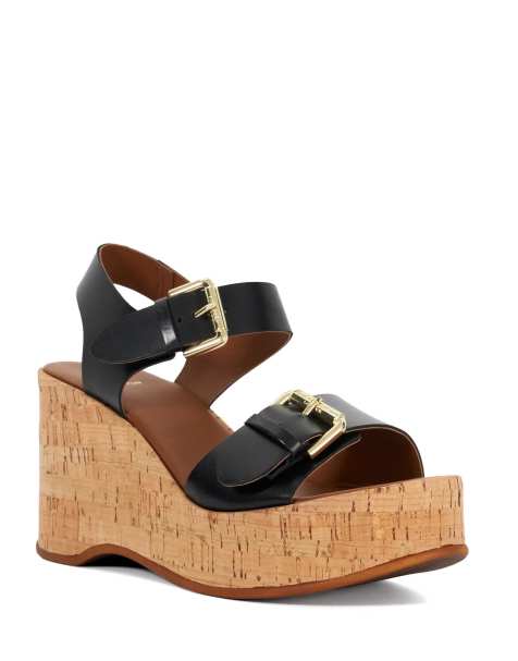Dune London Kamia wedge sandals in black - view 1