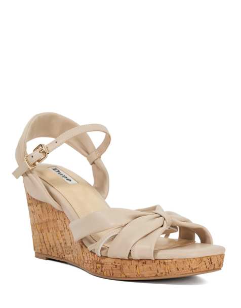 Dune London Kander wedged sandal in cream - view 1