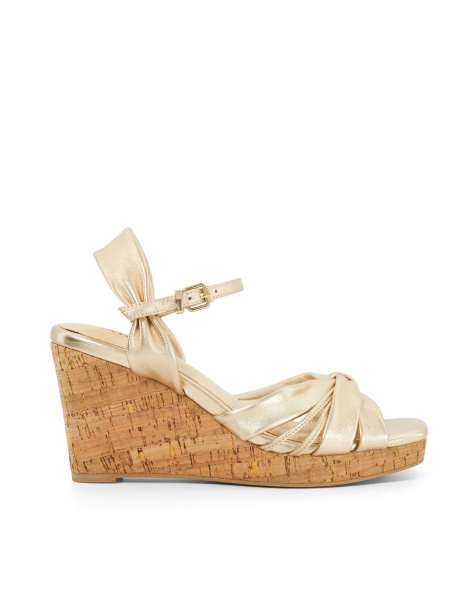Dune London Kander wedged sandal in gold - view 1