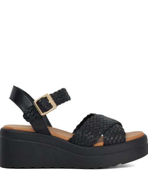 Dune London Kinleys wedges in black - view 1