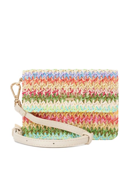 Dune London Kissed raffia purse in multi - MULTI - view 1