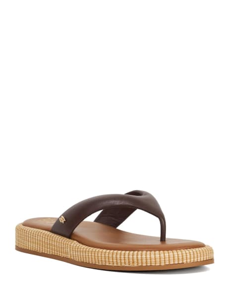 Dune London Laike flat sandals in brown - view 1