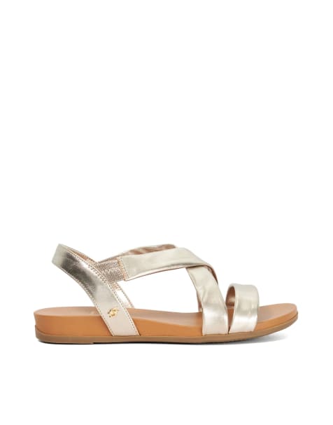 Dune London Landies flat sandals  in gold - view 1