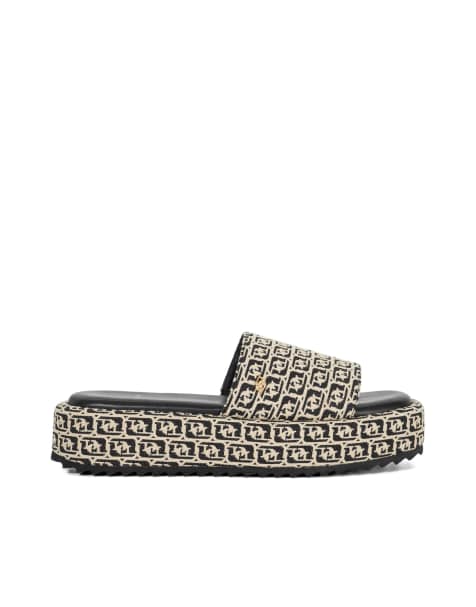 Dune London Lanie platform sandals in black & white - view 1