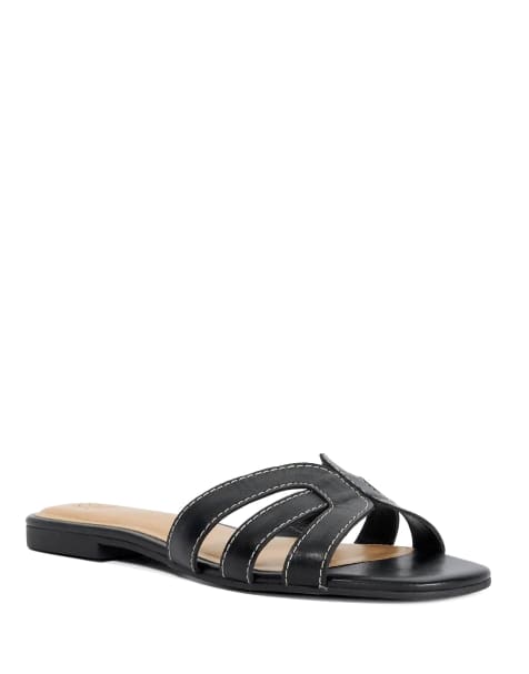 Dune London Larrissa flat sandals in black - view 1