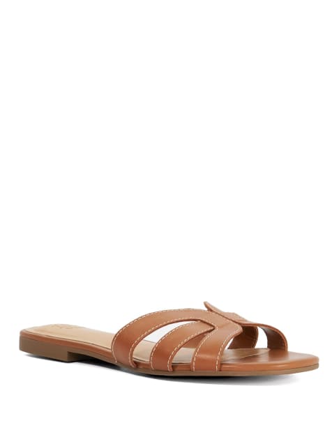 Dune London Larrissa flat sandals in tan - view 1