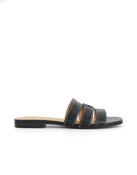 Dune London Layyla flat sandals in black - view 1