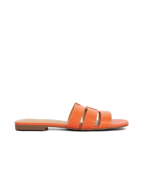 Dune London Layyla flat sandals in orange - view 1