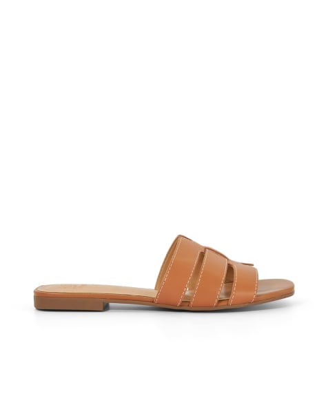 Dune London Layyla flat sandals in tan - view 1