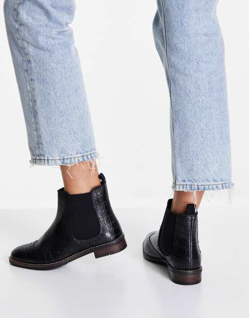 Dune London - Leren chelsea boots met brede pasvorm in zwart , 2 van 4