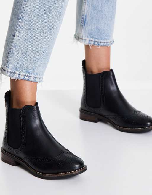 Dune London - Leren chelsea boots met brede pasvorm in zwart , 3 van 4