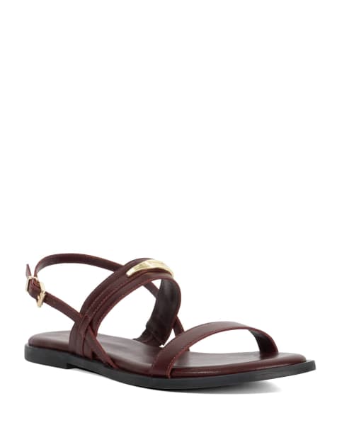 Dune London Litton flat sandals in dark - view 1