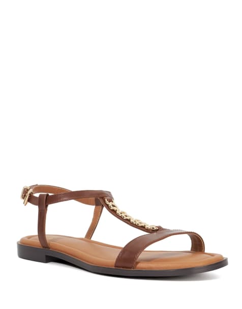 Dune London Lollipops flat sandals in brown - view 1