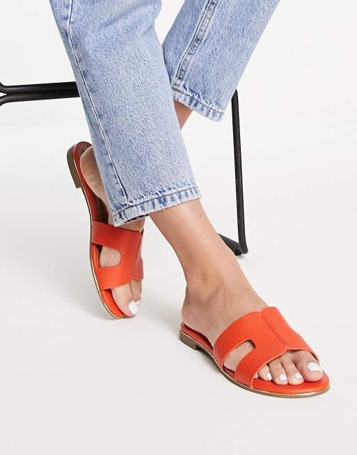 Dune London - Loopy - Platte instapsandalen in oranje 