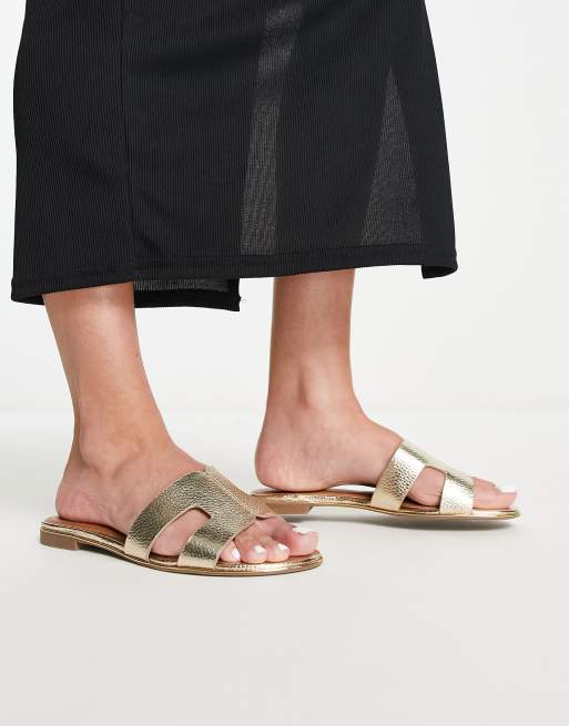 Dune London - Loopy - Platte instapsandalen met brede pasvorm in goud, 3 van 4