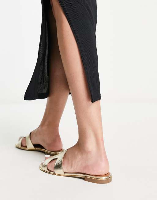 Dune London - Loopy - Platte instapsandalen met brede pasvorm in goud, 4 van 4