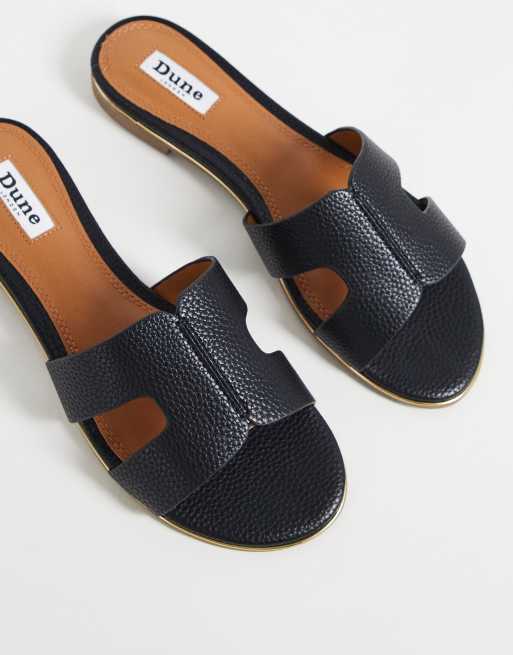 overzien Dierentuin s nachts Dislocatie Dune London loopy slip on flat sandals in black | ASOS