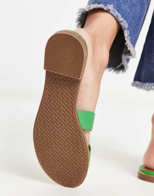 Dune London loopy slip on flat sandals in bright green ASOS