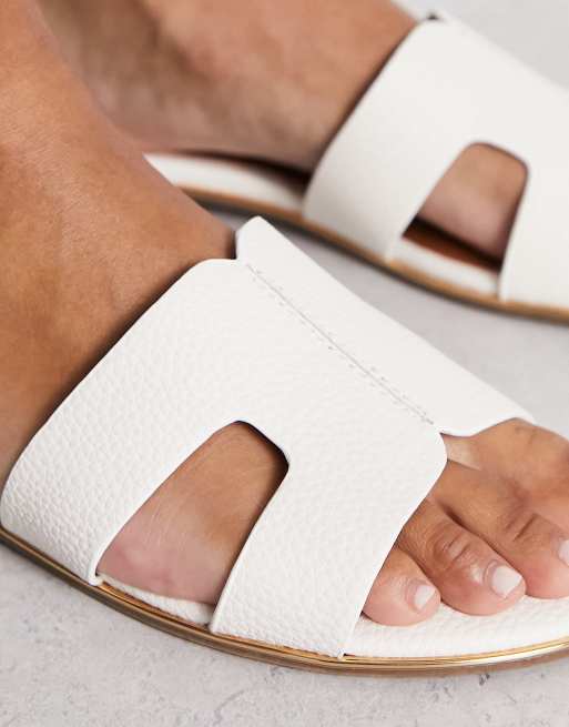 Dune white sale flat sandals