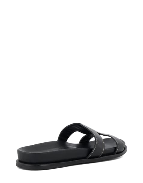 Dune London Loupa flat sandals in black - view 1