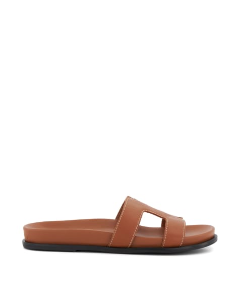 Dune London Loupa flat sandals in tan - view 1