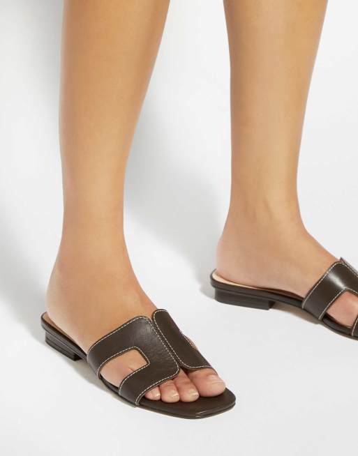 Dune London Loupe - smart slider sandals in brown, 3 of 4