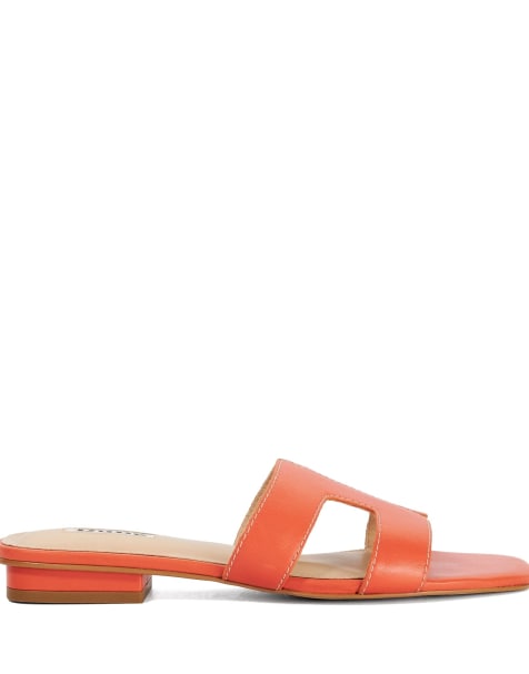 Dune London Loupe - smart slider sandals in orange - view 1